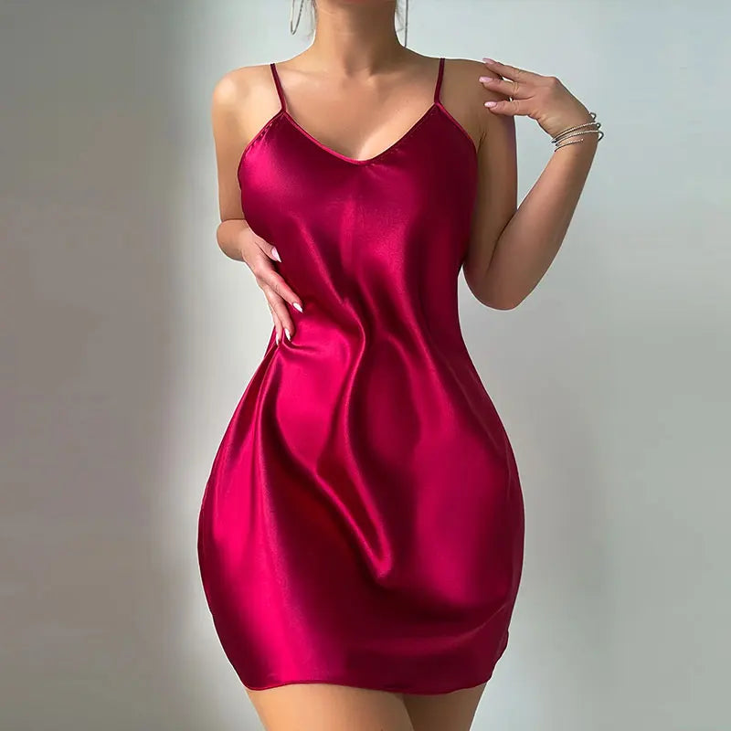 Women's Nightgown Spaghetti Strap Dress Elegant Pajamas V-neck Bras Sexy Nightdress Adult Sleep Shirts Female Nighty Sleepwear