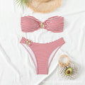 Bikini Fashion Sexy Slim Fit Two-piece Set with Personalized Stripe Beautiful Split Swimsuit for Women Bikini Strapless Swimwear