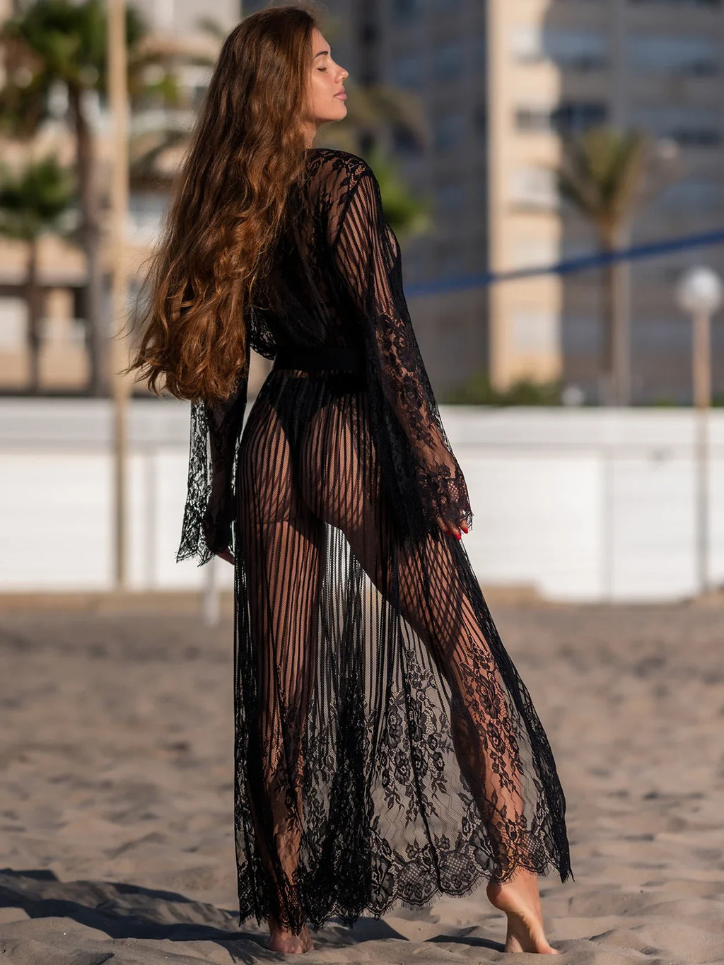 S - XL Sexy Sheer Crochet Lace Tunic Beach Cover Up Beach Cover-ups Long Beach Dress Beach Wear Beachwear Female Women V1318