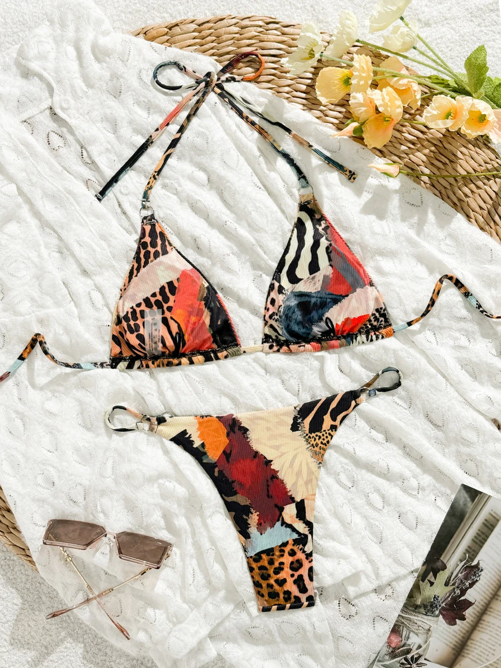 2025 Triangle Bikinis Women Printed Swimwear Female Sexy Leopard Swimsuit Bathers Bathing Swimming Swim Suit Beachwear Summer