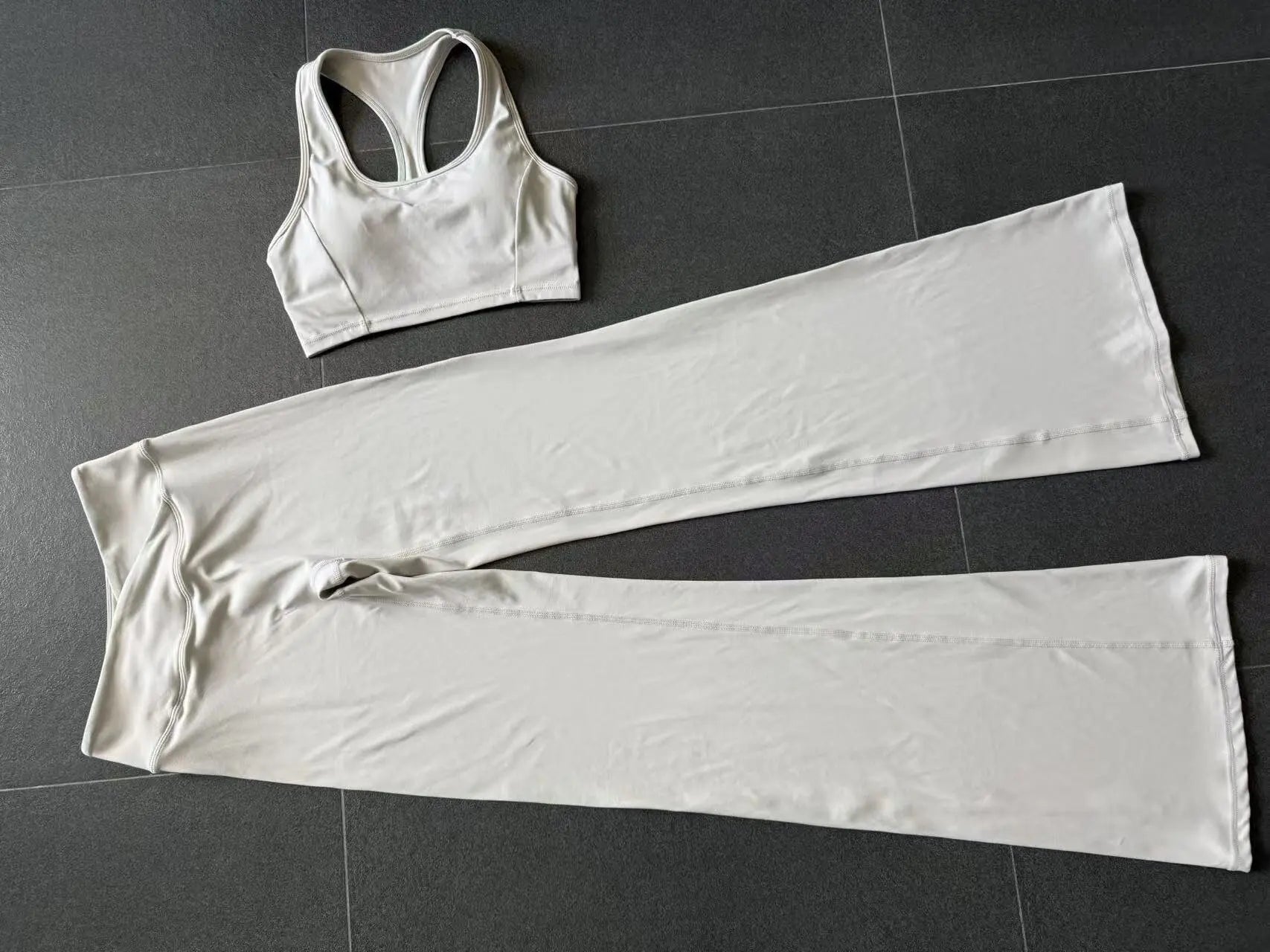 Breathable Stretch Yoga Sets Women Quick Drying Shockproof Sports Bra High Waist Bell Bottom Pants Gym Two-piece Fitness Suit
