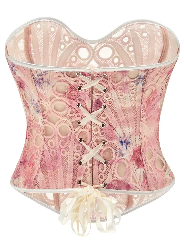 European and American waist cinching jacquard court corset abdominal and chest support tight fitting shapewear bone suit summer
