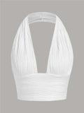 Sexy Solid Backless Crop Halter Top Women Summer 2024 Y2K Clothes Grunge High Street Style Club Sleeveless Cami Top Streetwear