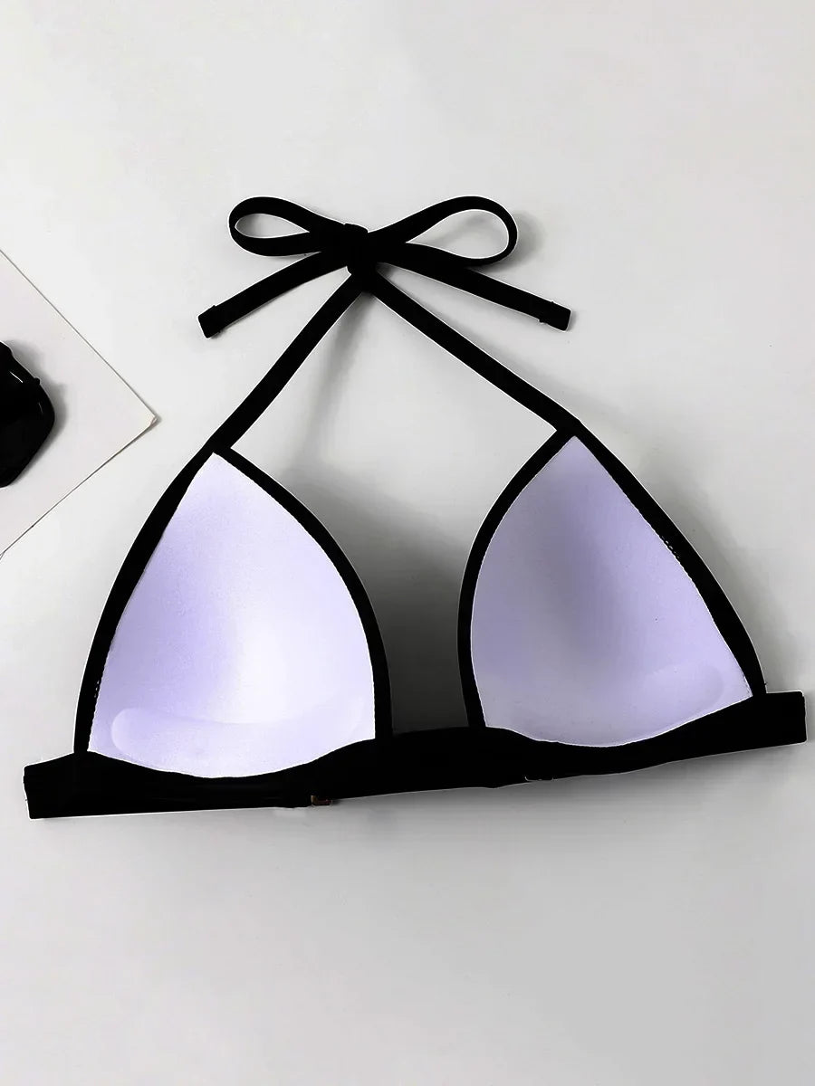 2025 Halter Bra Cup Bikini Women Swimsuit Female Push Up Swimwear Two Pieces Bikini set Brazilian Bather Bathing Suit Swim Lady
