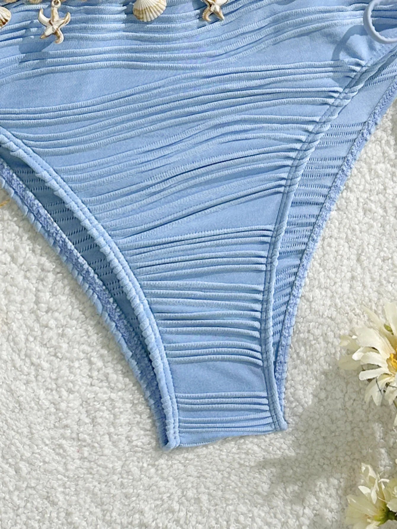 XS - XL Bandeau Wrinkled High Cut Bikini Women Swimwear Female Swimsuit Two-pieces Bikini Set Shells Bather Bathing Suit Swim