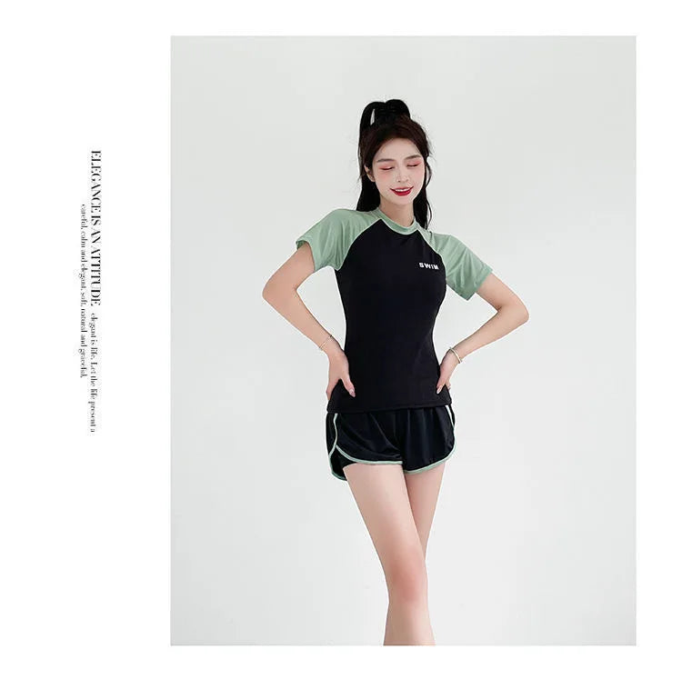Swimsuit Women's Plus Size Two-piece Split Style Sports Style Conservative Slimming Hot Spring Ins Style Full Body Professional