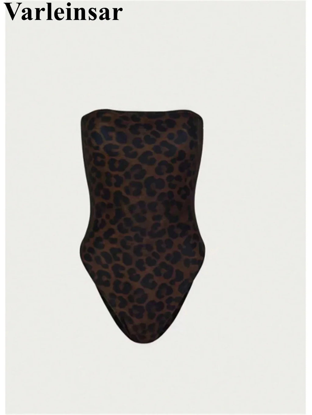 S - XL New Leopard Printed Bandeau Women Swimwear One Piece Swimsuit Female High Leg Cut Monokini Bather Bathing Suit Swim V8051