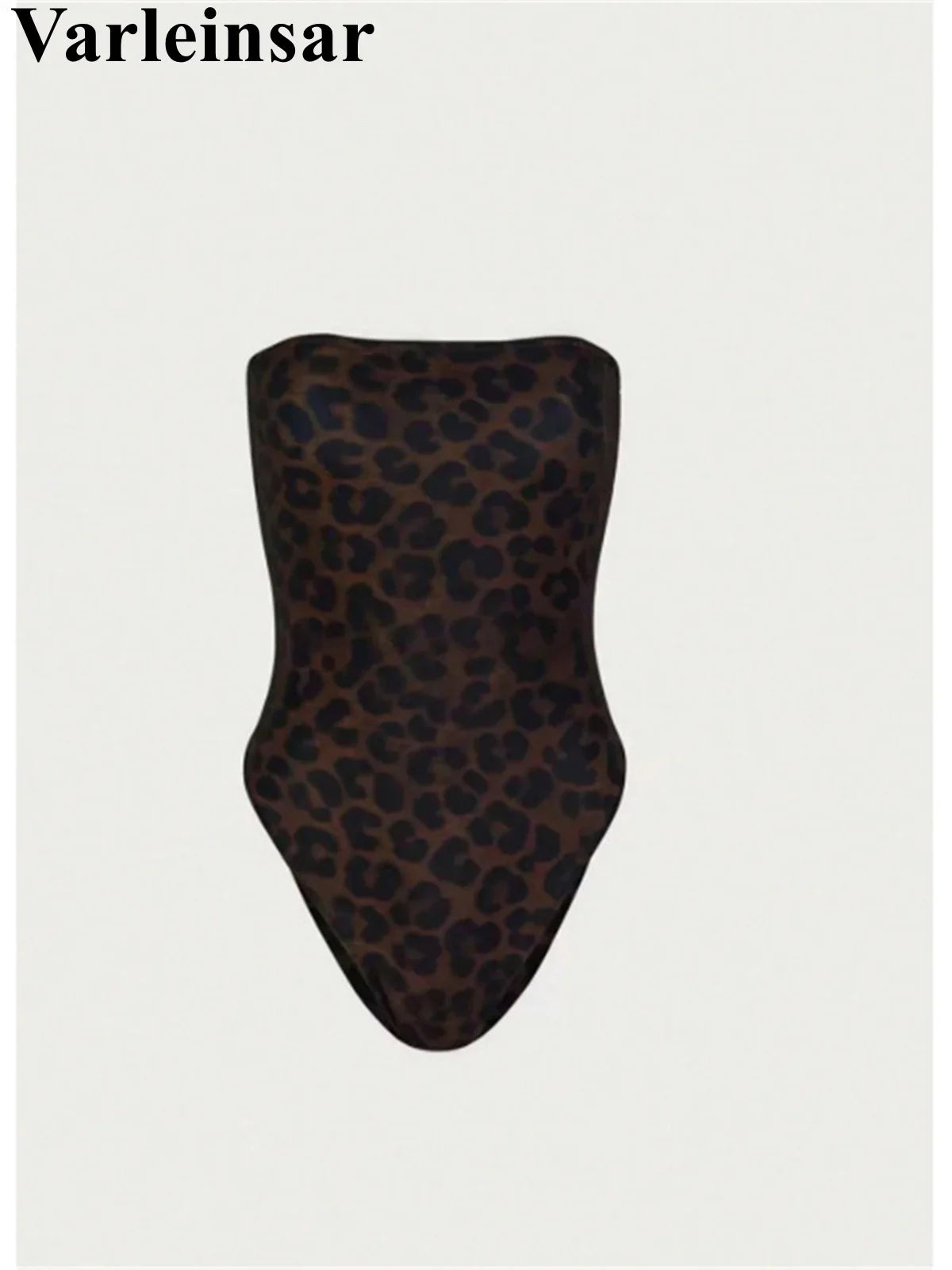 S - XL New Leopard Printed Bandeau Women Swimwear One Piece Swimsuit Female High Leg Cut Monokini Bather Bathing Suit Swim V8051