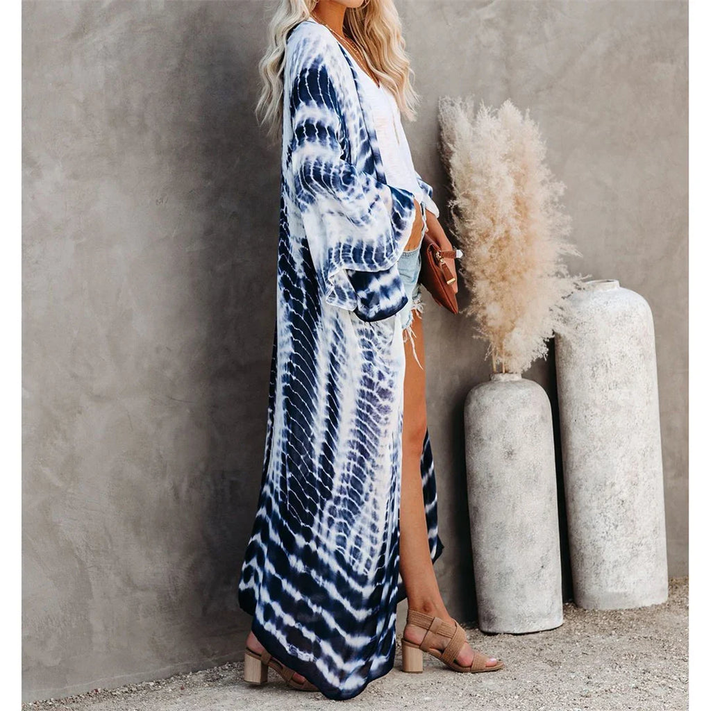 New 10 Colors Printed Long Sleeve With Belt Tunic Beach Cover Up Cover-ups Beach Dress Beach Wear Beachwear Female Women V4521