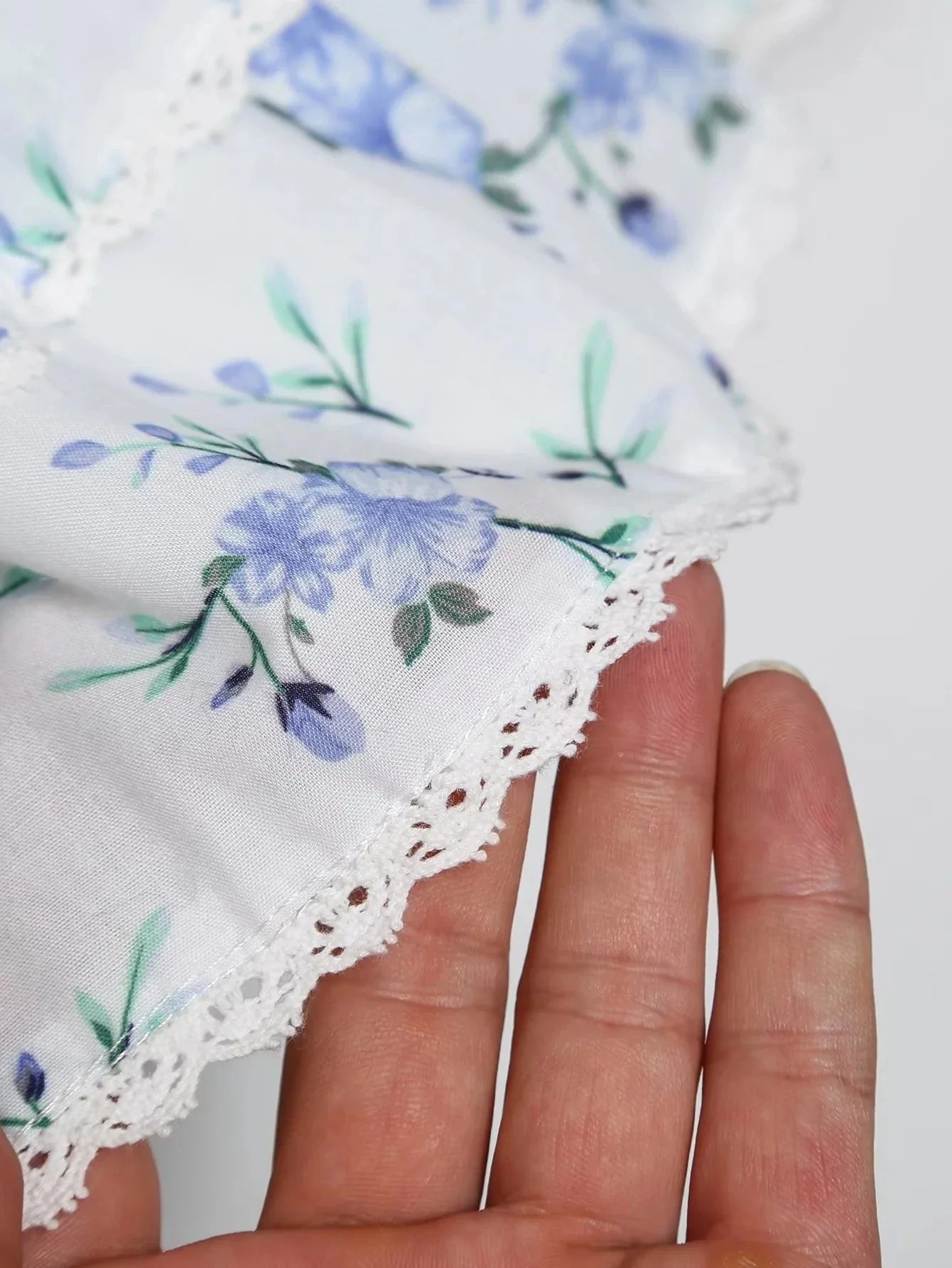 Foridol Blue Flower Print Women Tiered Mini Aummer Autumn Beach Dress Puff Sleeve Vintage Party Cotton Short Boho Lace Dress