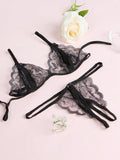 V-Neck Lace Floral Fashion Design Lingerie Set, Couple Date, Halloween, Christmas, Valentine's Day, Girlfriend Gift