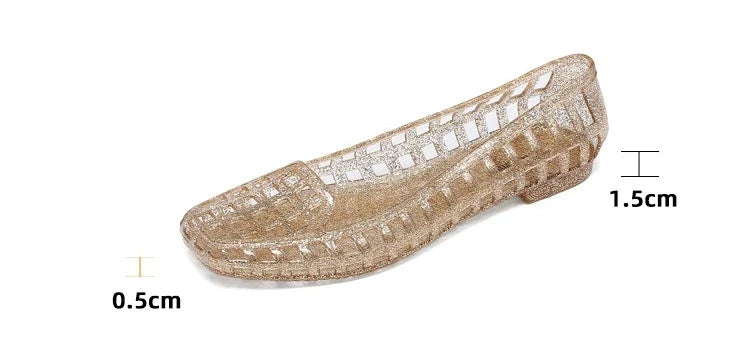 New 2025 Women Fashion Jelly Shoes Summer Cut-out Flat Sandals, Soft PVC Casual Square Toe Girls Daily Walking Sandalias