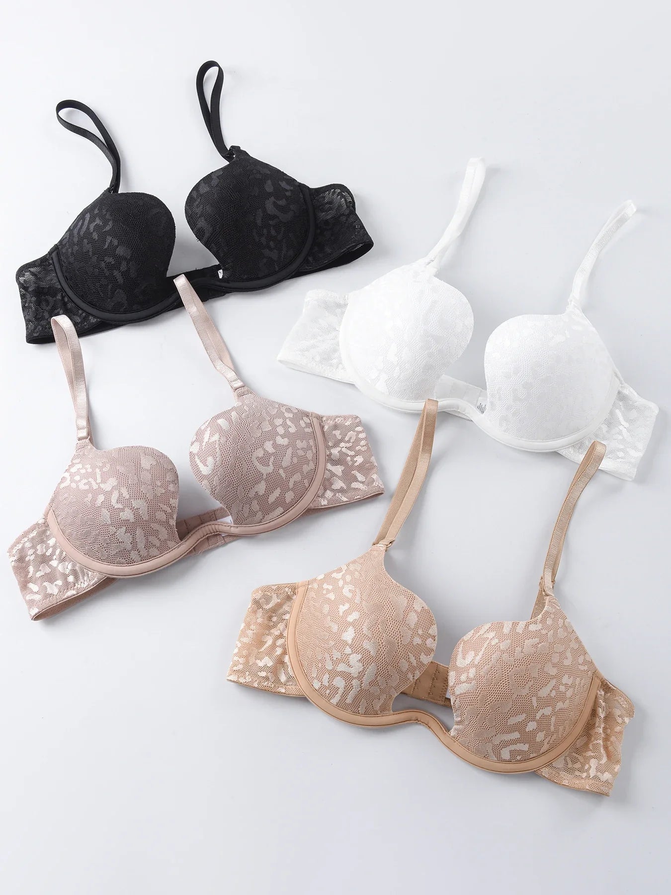 Solid Underwire Bra push up Lingerie comfort padded bra lift up thick cup lace bralette