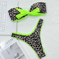 2026 Sexy Bikini Bandeau Women Leopard Bowknot Swimwear Swimsuit Bikinis Set Bathing Suit Bikini Female Push Up Banadores Mujer