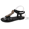 Summer Gold Crystals Flat Sandals for Women Plus Size 43 Slip On Gladiator Sandals Woman Weave Strap Soft Sole Bohemia Sandles