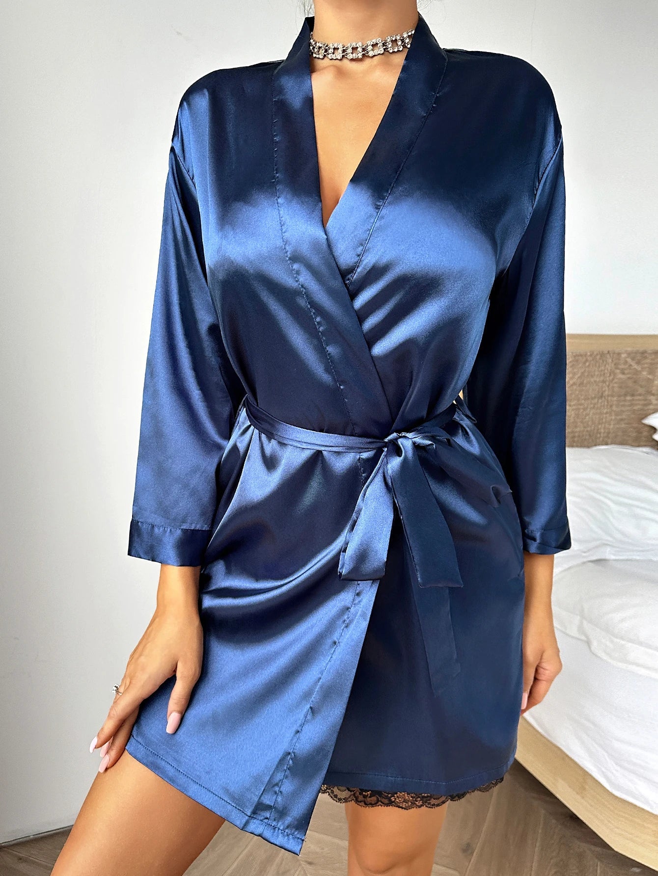 Summer Ladies Nightgown Solid Color Simple Robe Sexy comfortable Women's Pajamas Loungewear
