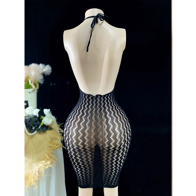 Fishnet Women Sexy Beach Cover Up Dress Women Stretch See Through Sleeveless without Bikini Swimsuit Coverup Mini Beachwea