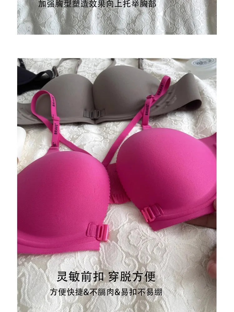 MOYISU Japanese Dopamine Front Button Small Chest Lift Show Large|Women's Anti-Sag Summer Sexy Beauty Bra Top Comfort Fit