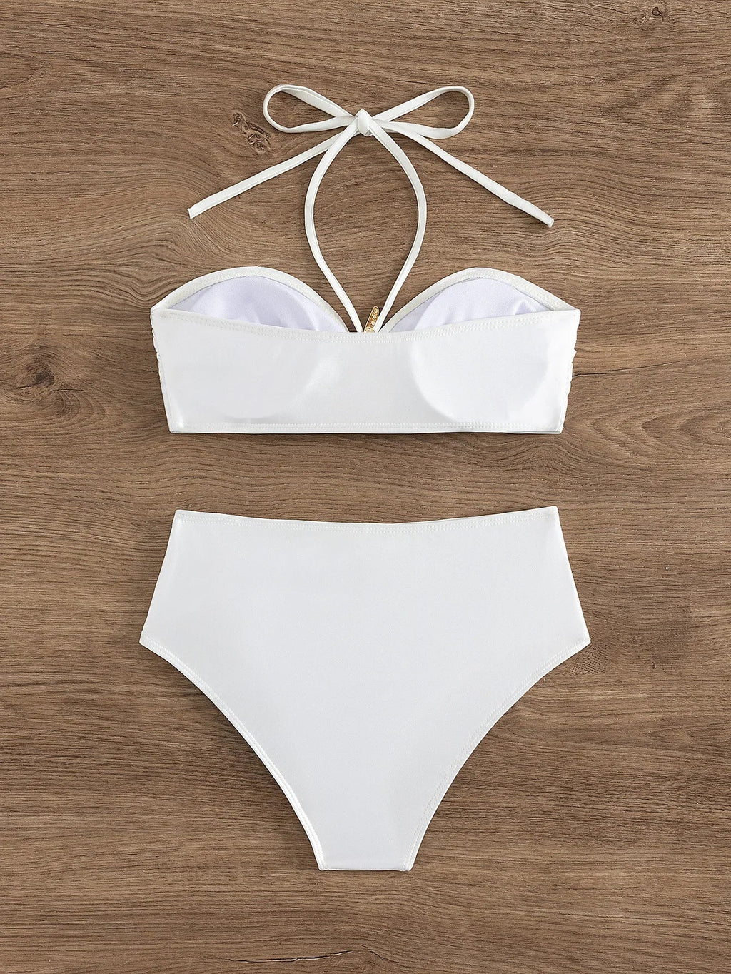 Sexy White Starfish Bikinis Sets 2025 Women Pleate Push Up High Waist Swimsuit Summer Bathing Suit Holiday Two Piece Swimwear