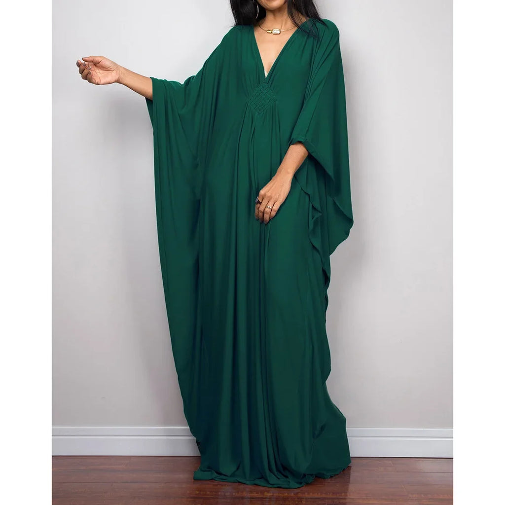 Greek Goddess Long Dress Batwing Sleeve Tunic Beach Cover Up Cover-ups Beach Dress Beach Wear Beachwear Kaftan Maxi Dress V4427