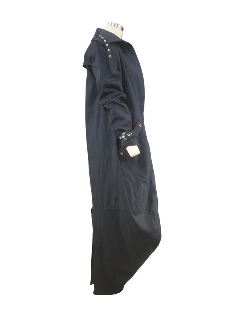 Phantasy Long Trench Coat Women Loose Button Fashion Casual Suit Elegant Female Pockets Streetwear Commuter Lady Coat Autumn