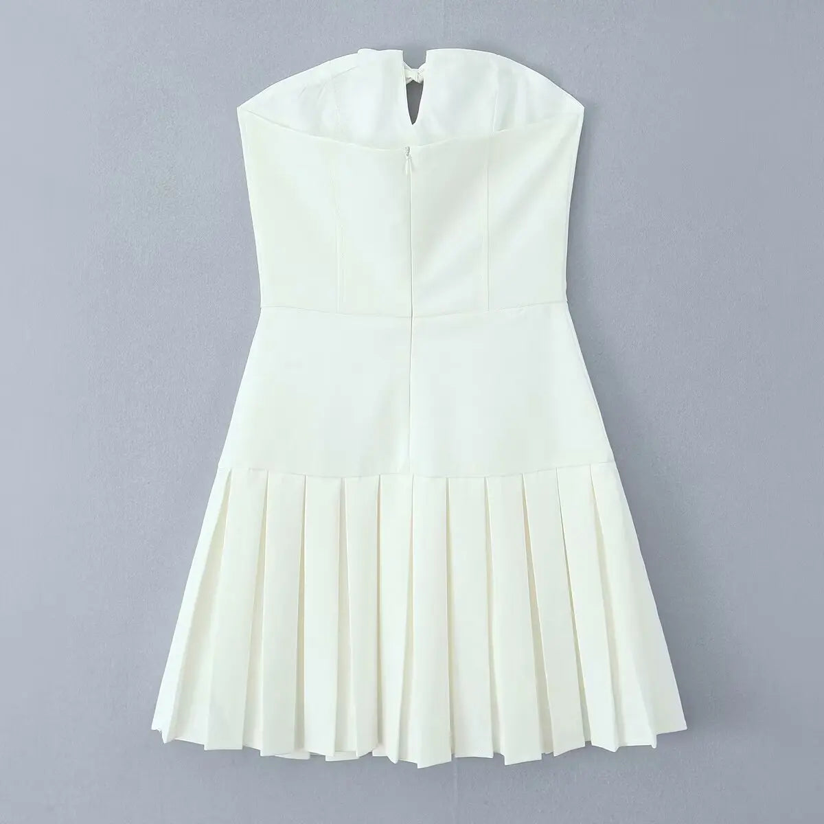 Bowknot Off Shoulder Strapless Party Short Dress for Women 2025 Elegent Lady White Pleated Mini Vestidos Female Backless Dress