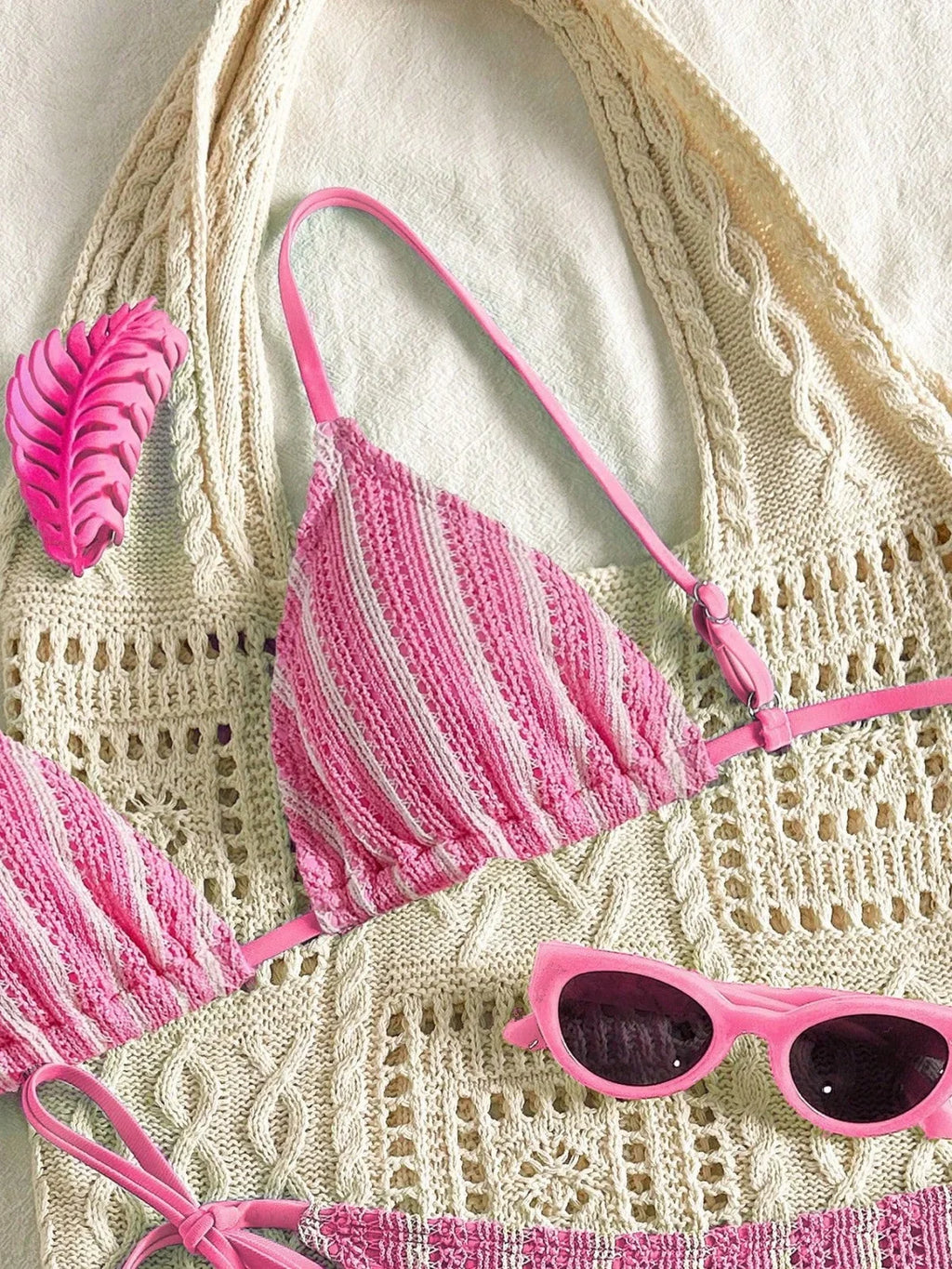 Sexy Orange Striped Bikini Set 2026 Women Halter Push Up Bra Tassel Bandage Thong Swimsuit Summer Holiday Bathing Suit Swimwear