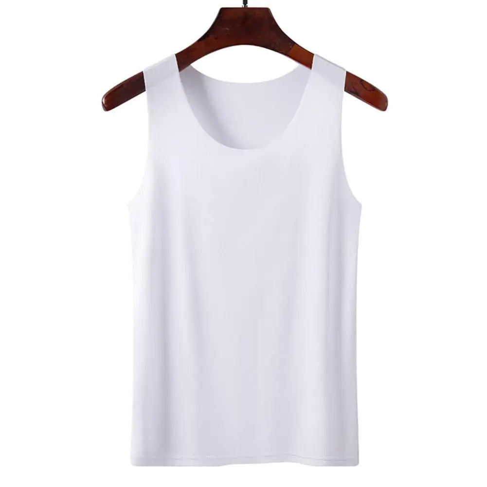 Women Bottoming Vest Sleeveless Ice Silk Seamless Stretchy Round Neck Dry Dry Cooling Camisole Summer Office Vacation Basic Top