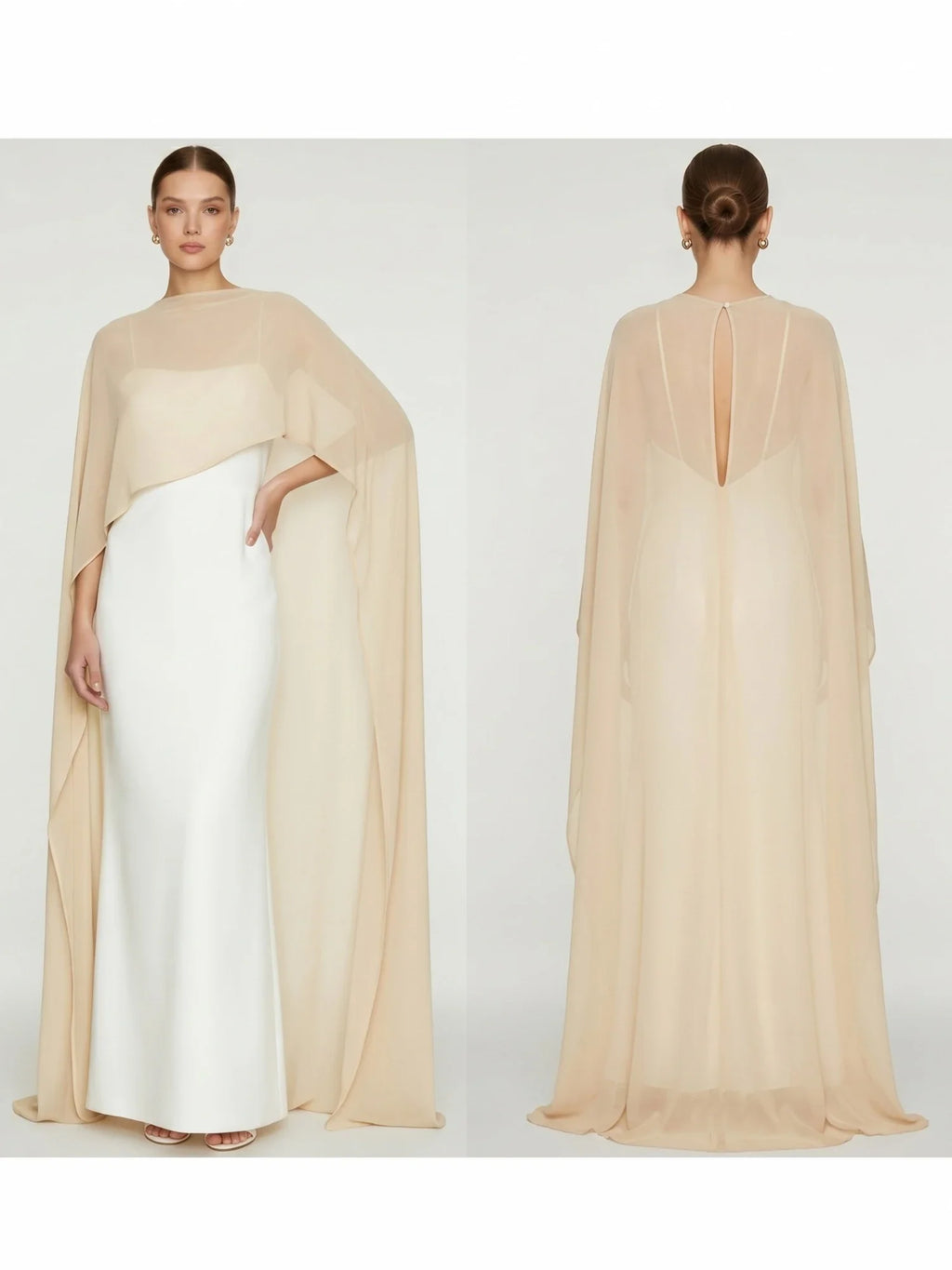 Women's Sheer Chiffon Cape Bat Sleeve Floor Length Shawl Elegant Cover Up Tops Party Evening Cape Blouse f