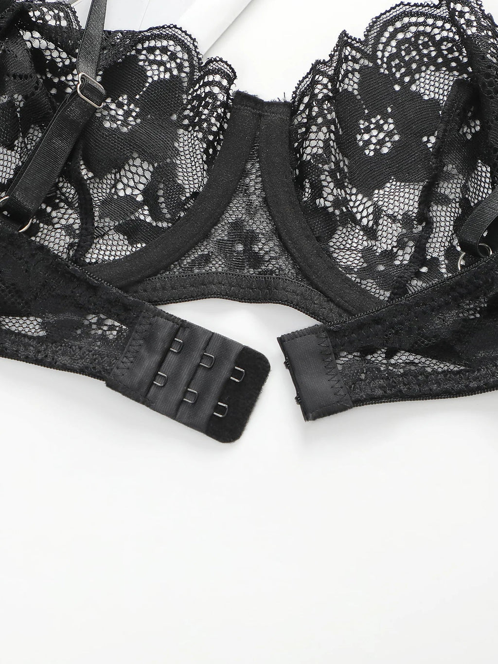 High Quality New Sexy Underwear For Women's Lace Transparent Hollow 3/4 Bra Gathering Steel Ring Push Up Underwear Set HR2634