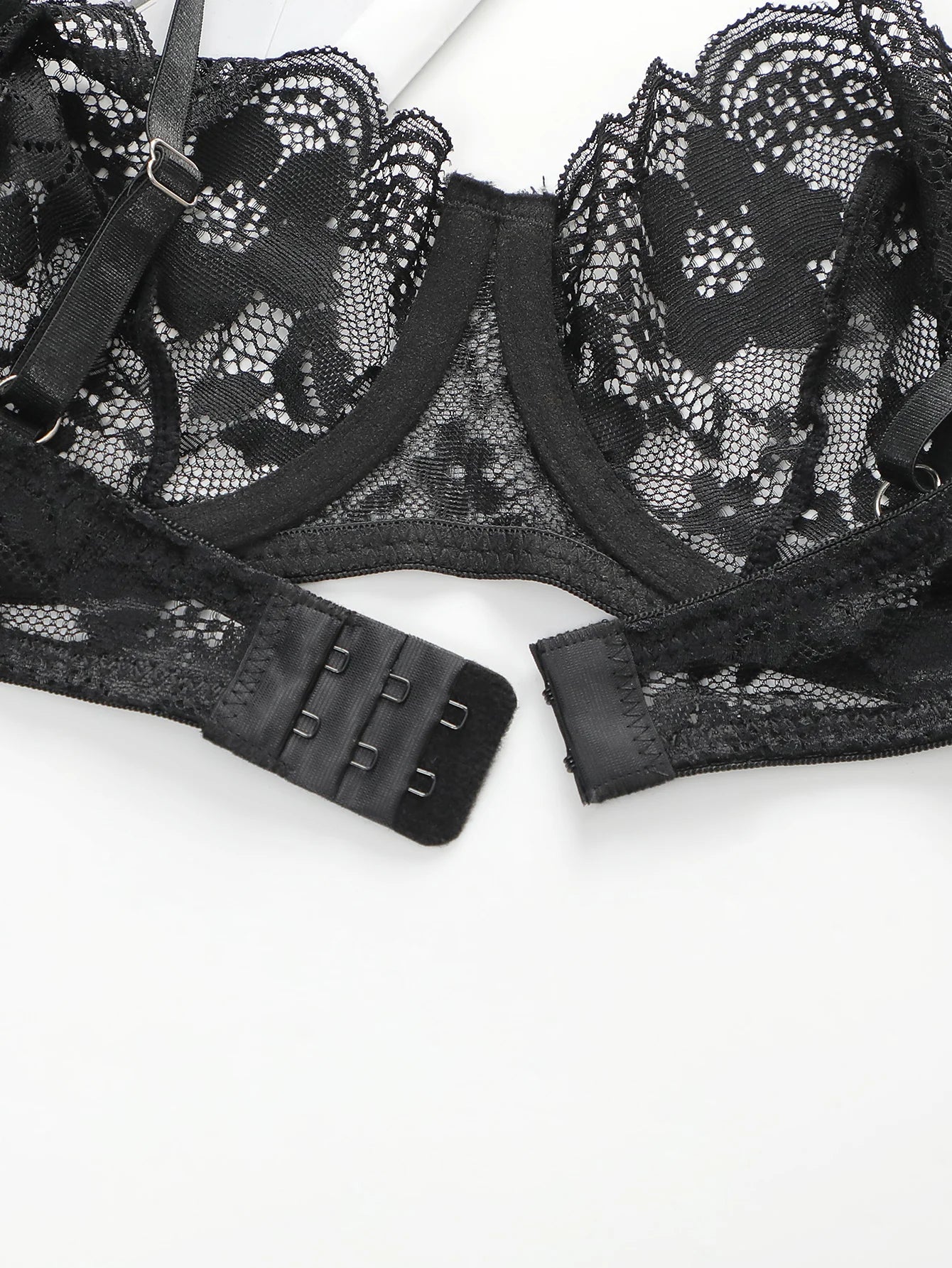 High Quality New Sexy Underwear For Women's Lace Transparent Hollow 3/4 Bra Gathering Steel Ring Push Up Underwear Set HR2634