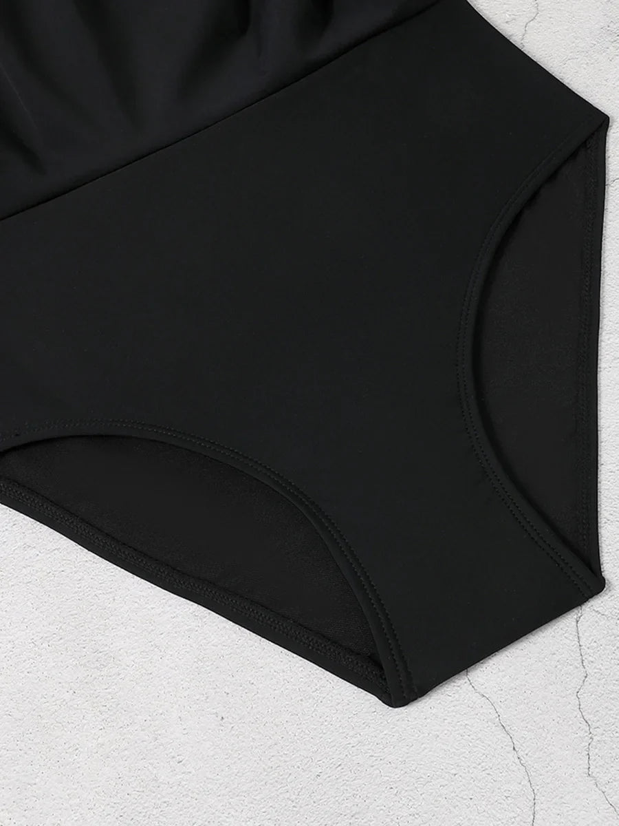 2026 Halter String Solid Swimsuit One Piece Sexy Black MeshSwimwear Women Bathing Suit Female Swimming Summer Beachwear Bodysuit