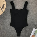Ribbed Ruffled Frilled Trim Female Swimwear One Piece Swimsuit Women Monokini High Leg Cut Bathing Suit Swim Bodysuit Beach Wear