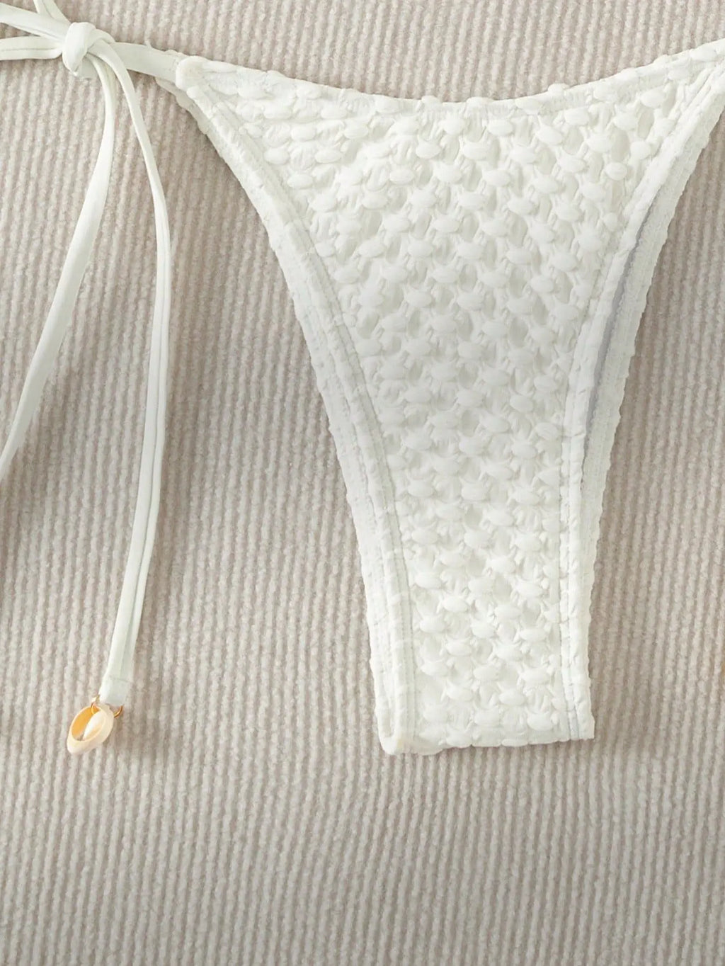 DEKA Tie Side Thong Swimwear New Sexy Bikini Set White Shell Designer Swimsuit Halter Push Up Micro Bikinis Summer Bathing