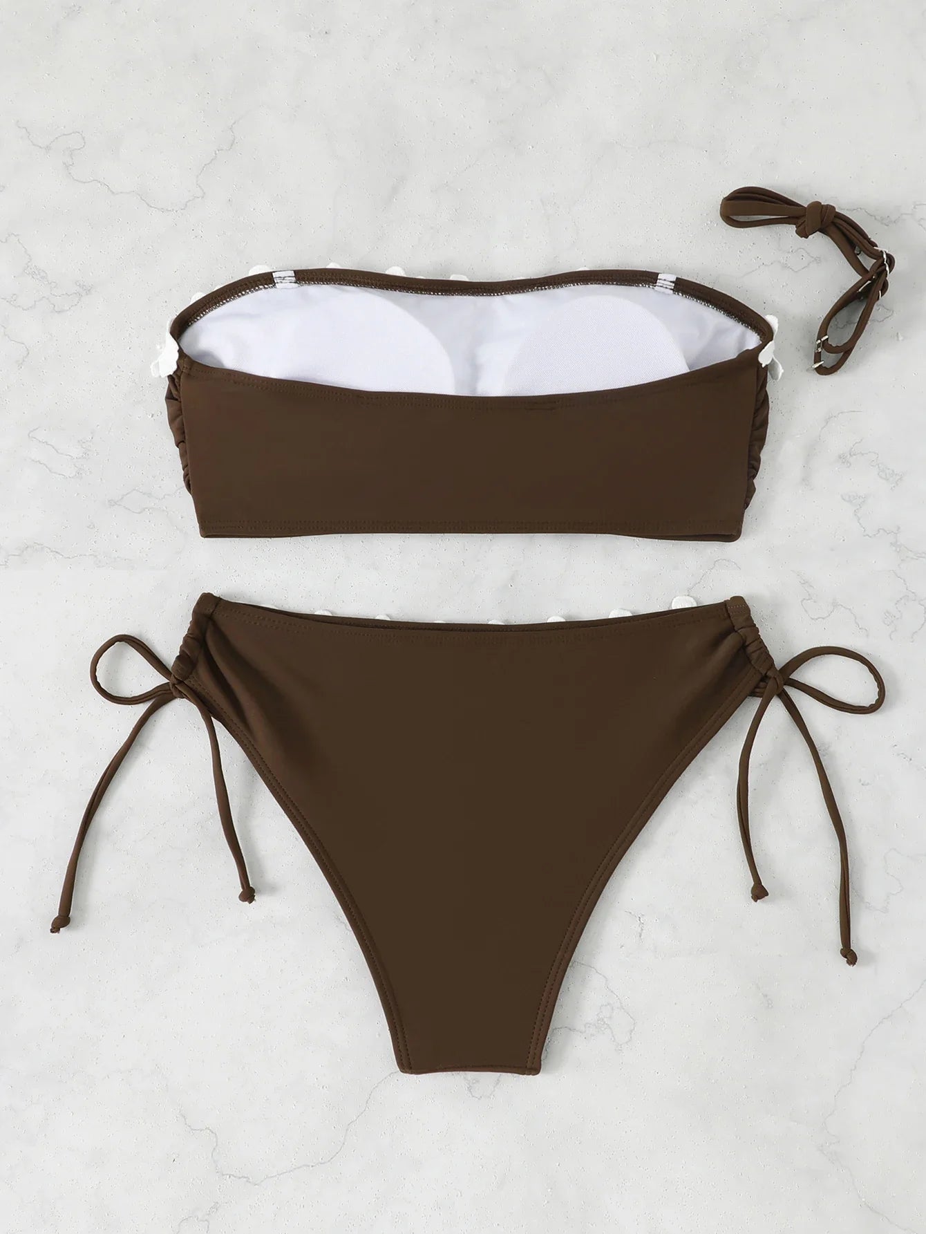 Contrast Binding Bandeau Bikinis 2026 Women Sexy Swimsuit Solid Padded Swimwear Female Bathing Suit Swimming Summer Beachwear