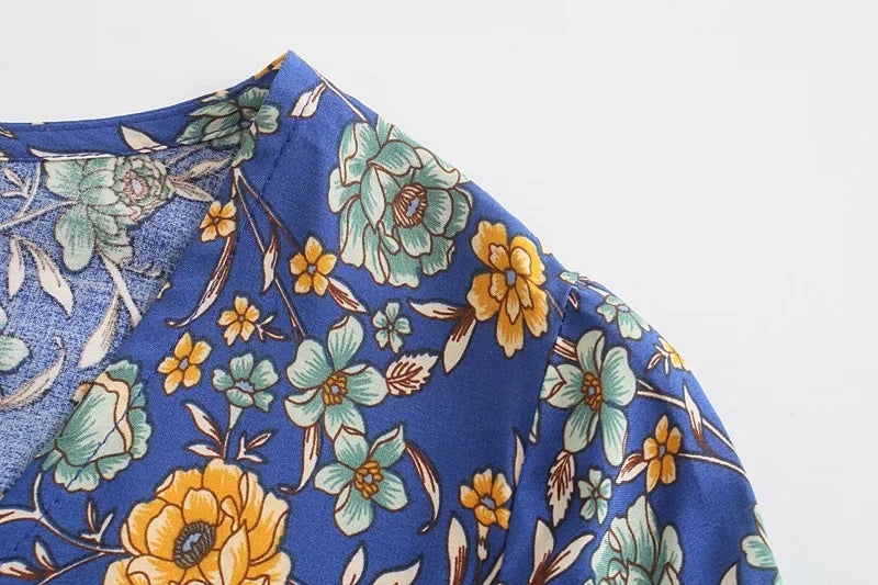 Foridol Bohemian Printed Floral Women Long Dress with Sleeve Spring Summer New in Midi Vestidos Casual Beach Boho Dress Women