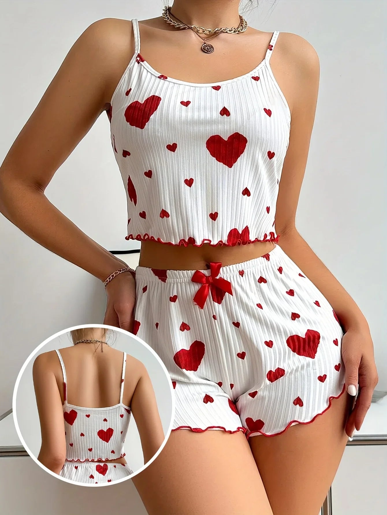 2 Pieces Pajama Set Shorts Women Homewear Print Underwear Pijamas Sexy Lingerie Camisoles Tanks Nighty Sleepwear