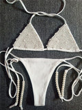 2026 Luxury Pearls Halter Mini Bikini Female Swimsuit Women Swimwear Two-pieces Bikini Set Bather Bathing Suit Swim Beachwear