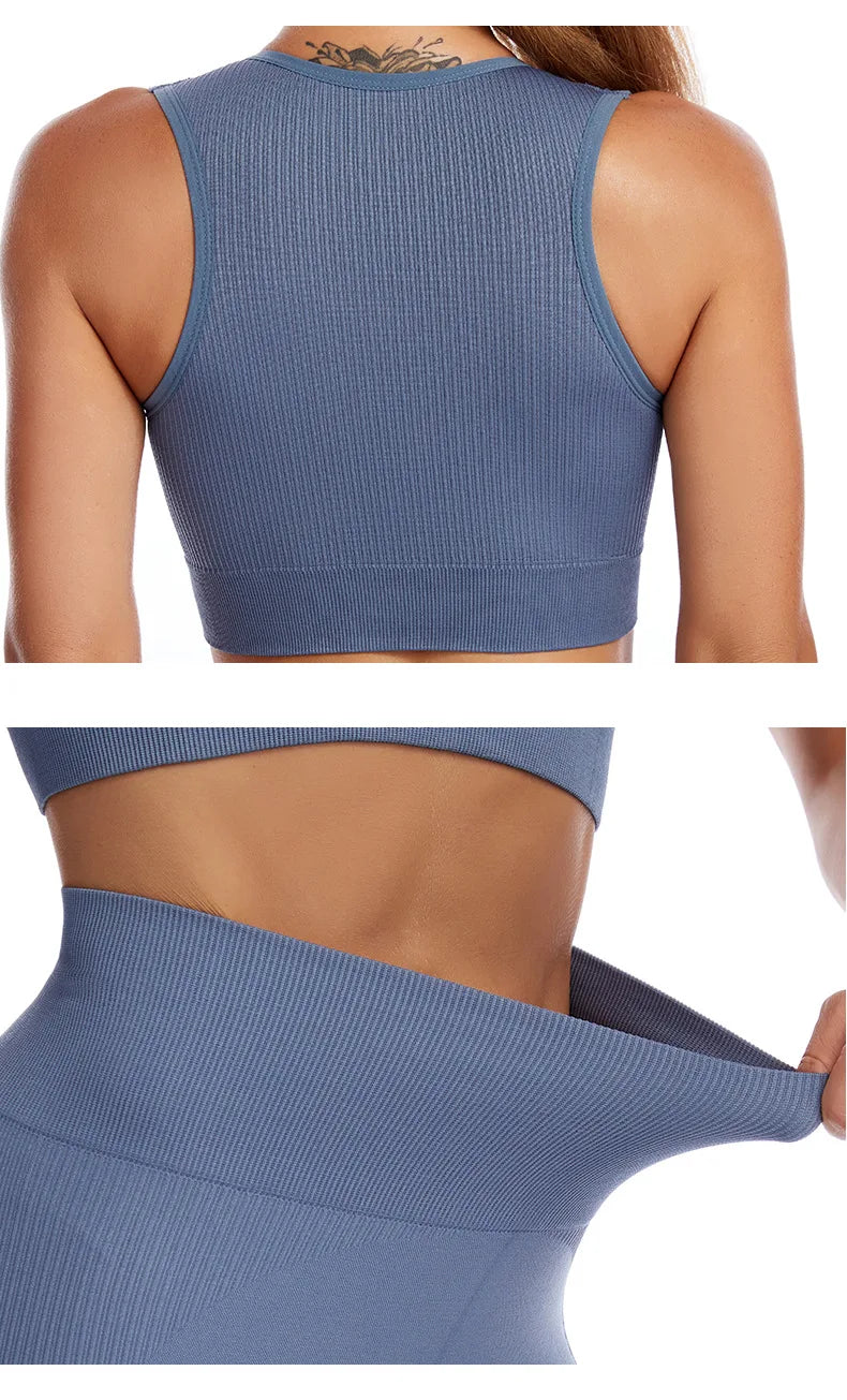 New Sports Bra Women Sexy Deep U-neck Push Up Gym Jogging Yoga Fitness Shockproof Vest Crop Tops Female Sport Bras Set for Women