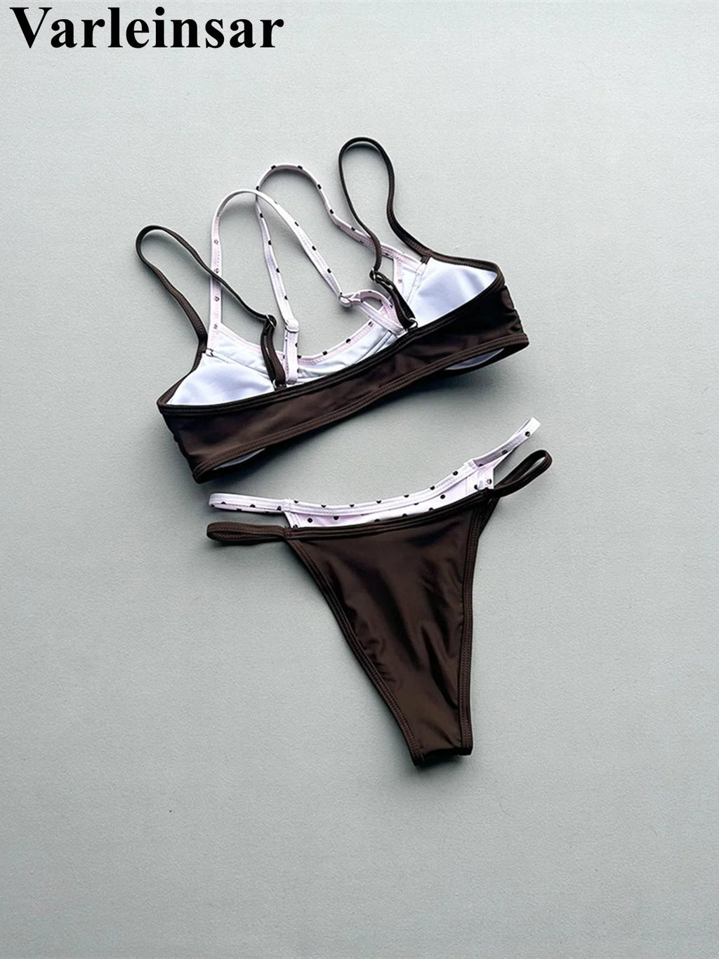 2026 Splicing Polka Dots Bikini Women Swimwear Female Swimsuit Two-Pieces Bikini Set High Cut Leg Bather Bathing Suit Swim V8172
