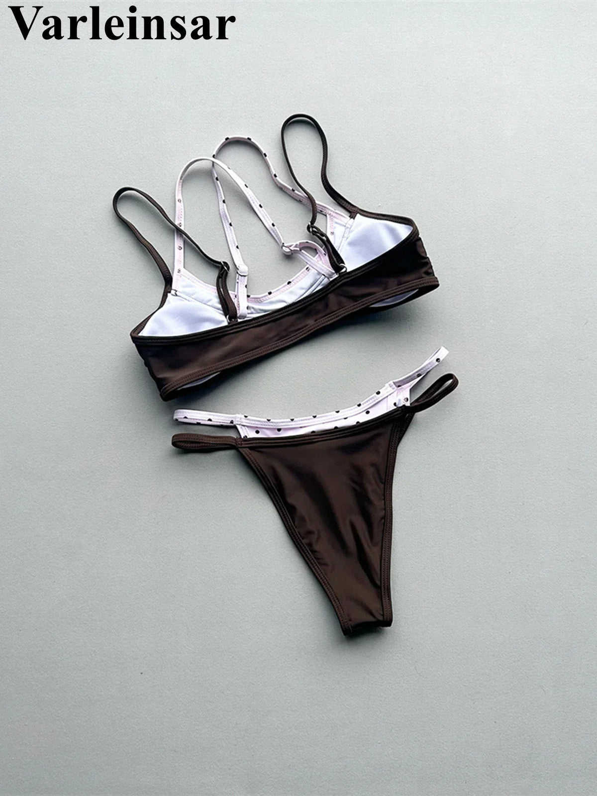2026 Splicing Polka Dots Bikini Women Swimwear Female Swimsuit Two-Pieces Bikini Set High Cut Leg Bather Bathing Suit Swim V8172