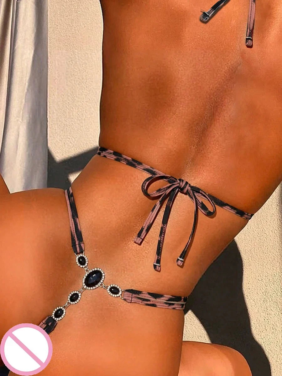 Extreme Mini Micro String Bikinis Diamond Bikini Women Swimsuit Female Swimwear Two Pieces Bikini Set Bather Bathing Suit Swim