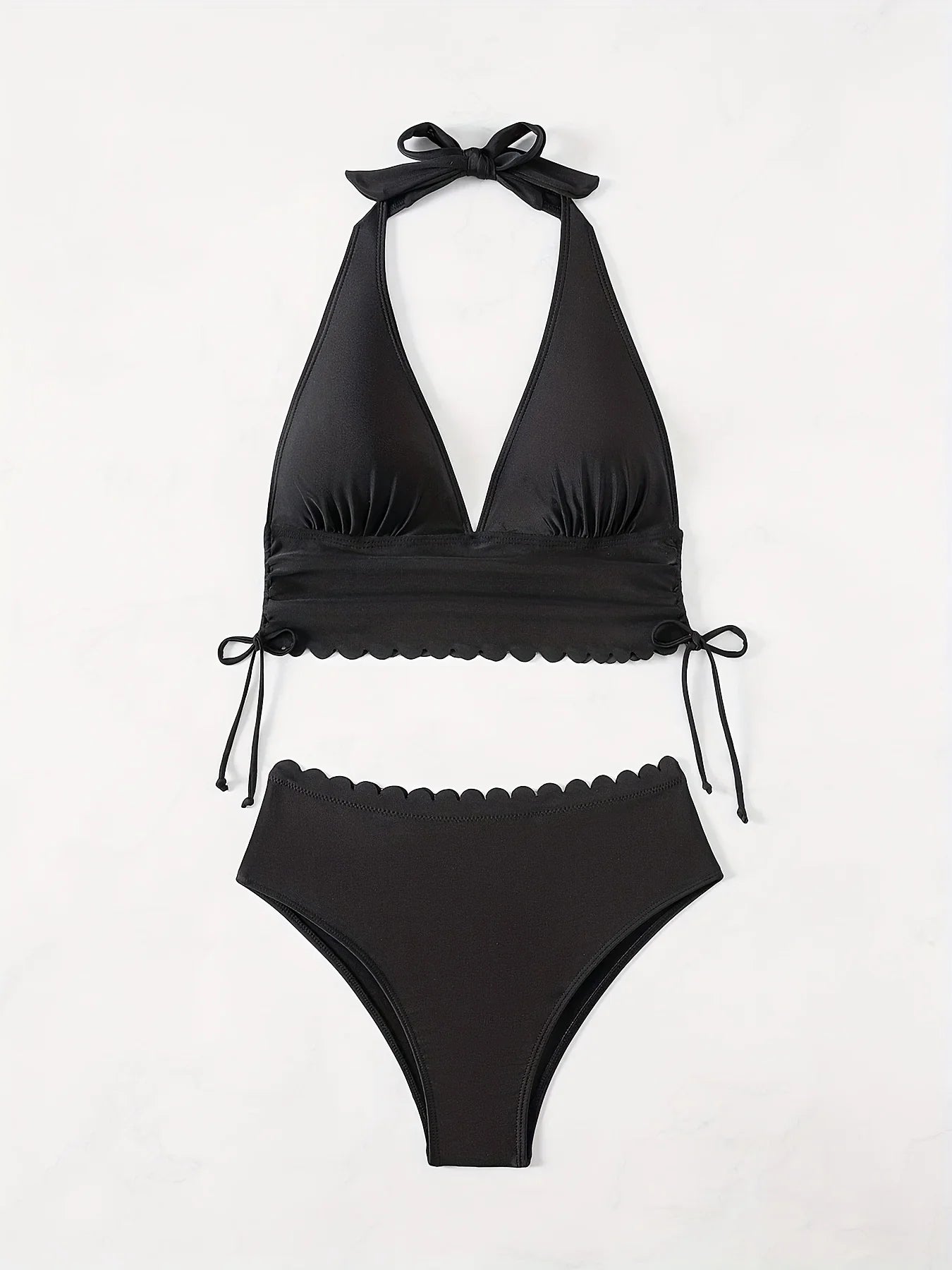 ZTVitality Sexy Black Bikini Set 2025 New Arrival Padded Bra Halter Bandage High Waist Swimsuit Women Swimwear Summer Beachwear