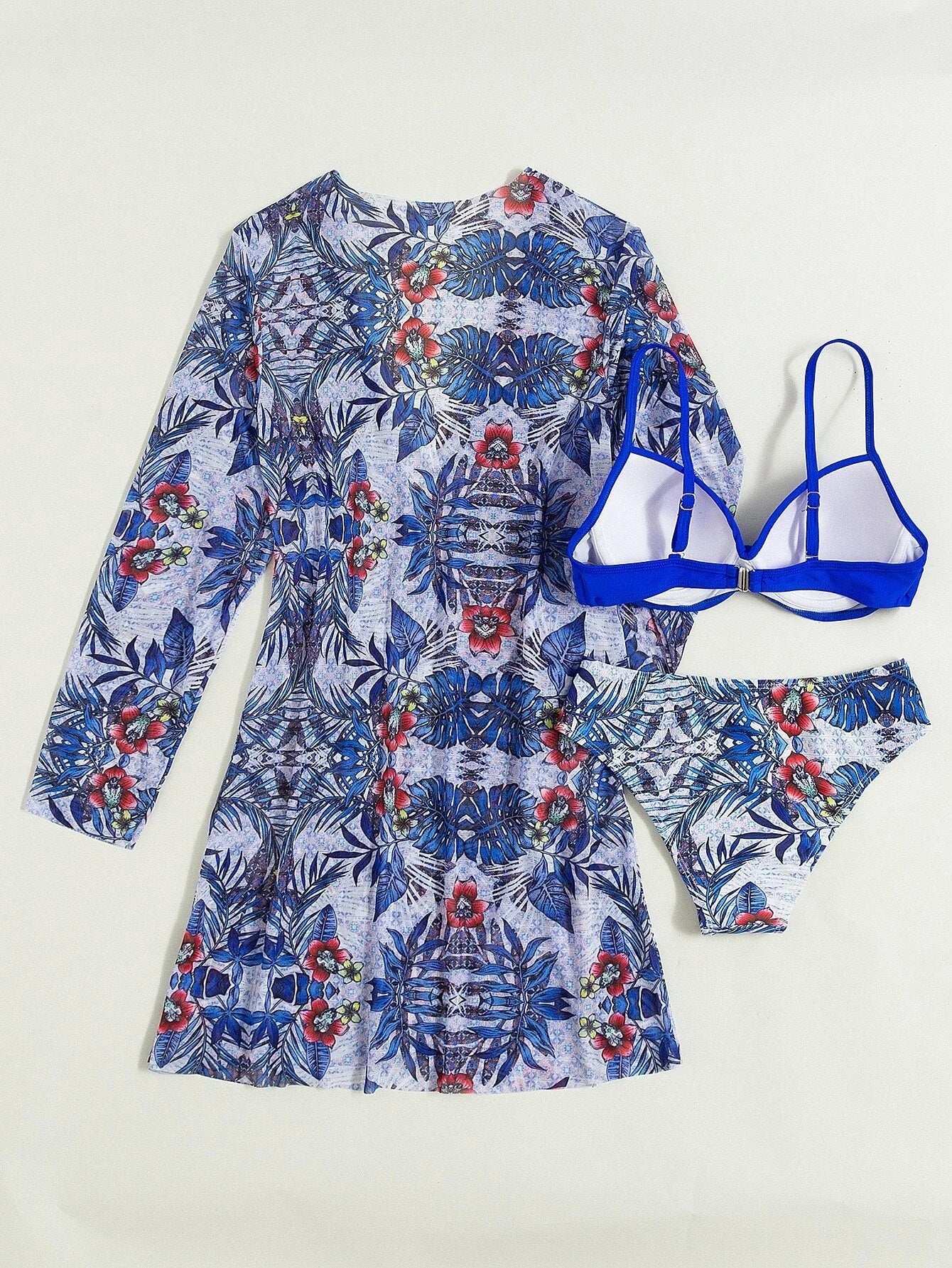 3 Pieces Push Up Bikinis 2026 Women With Kimono Beach Printed Swimsuit Sexy Swimwear Female Bathers Bathing Swimming Swim Suit