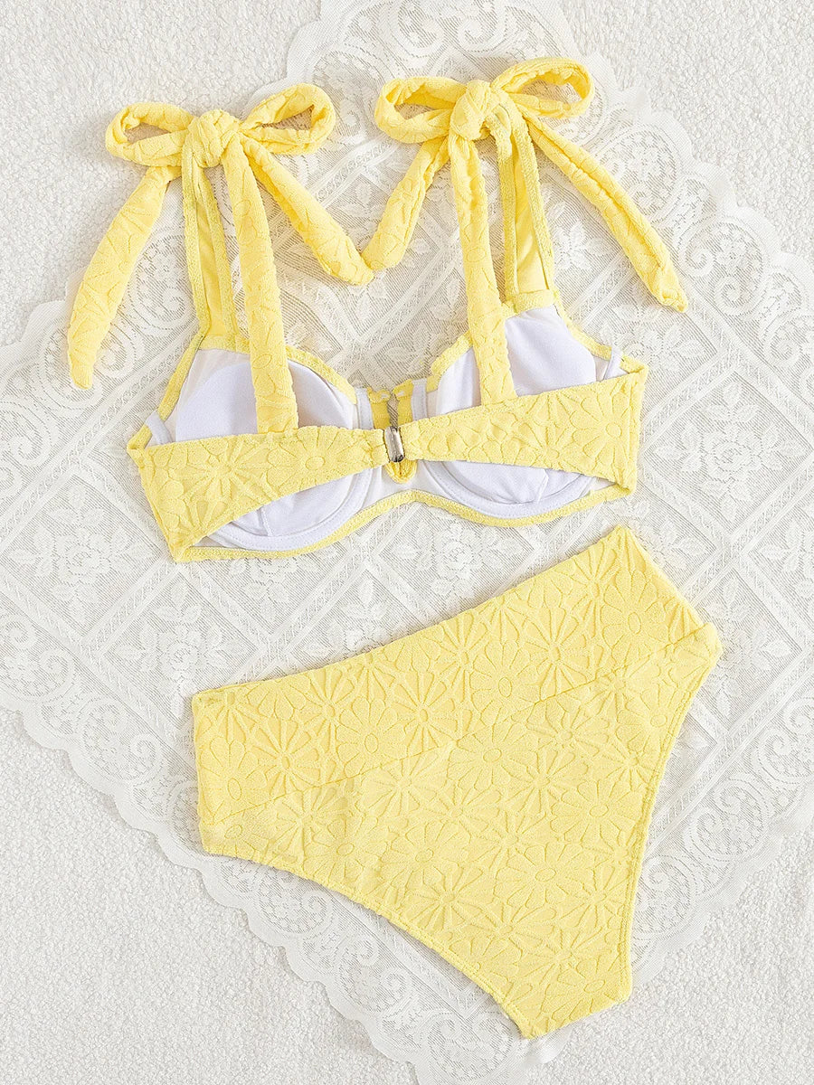 S - XL Underwired V Shaped Female Swimsuit High Waist Bikini Women Swimwear Two-pieces Bikini Set Bather Bathing Suit Swim Lady