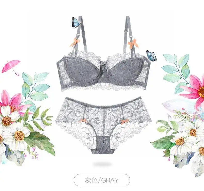 Aesthetic French Lace Minimizer Bra - Thin Strap Bralette Reduces Full Bust, Elegant Lift & Seamless Design MOYISU Sexy Panty BB
