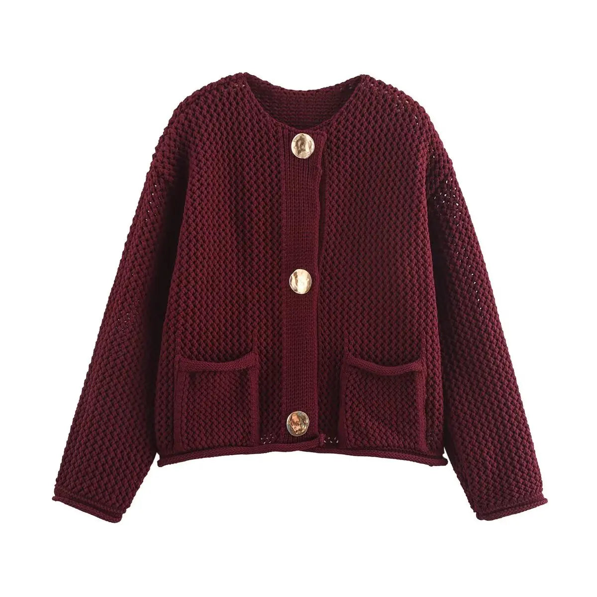 Foridol Autumn Winter New Burgundy Cardigan Women Knitted Long Sleeves Femme Casual Sueter Mujer Loose Short Sweater Buttons