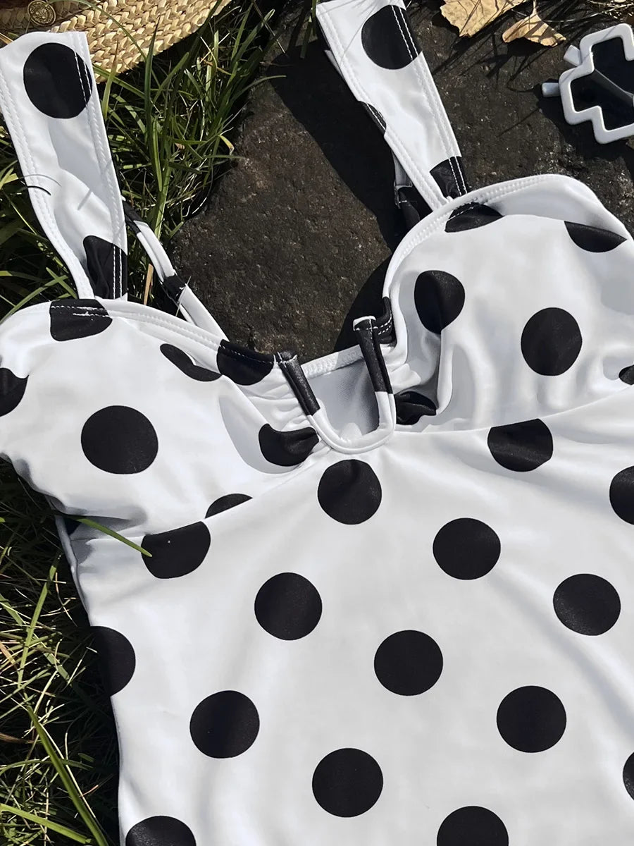 2026 Polka Dot U Neck Women Swimwear One Piece Swimsuit Female Monokini Bather High Leg Cut Bathing Suit Swim Beachwear Bodysuit
