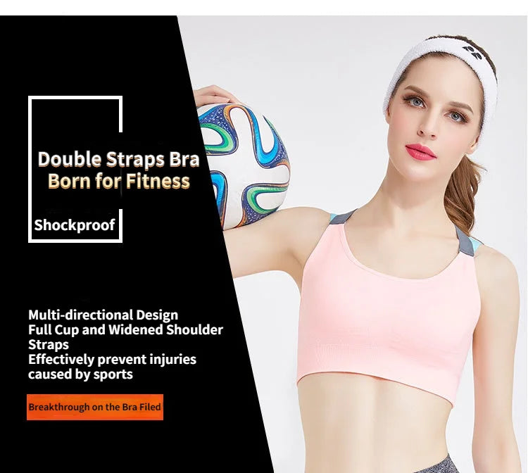 Sports Bra Women Patchwork Cross Back Straps Jogging Gym Crop Top Female Tops Fitness Yoga Shockproof Vest Sport Bras for Women