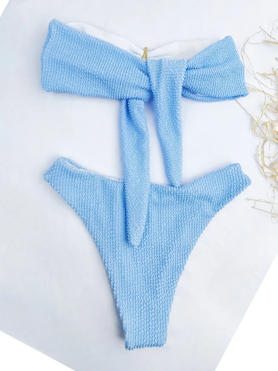 2026 Bandeau Bikinis Starfish Swimsuit Women Sexy Padded Swimwear Female Solid Beachwear Bathers Bathing Swimming Swim Suit